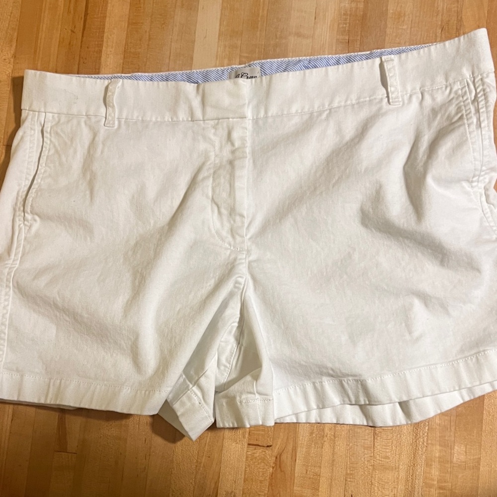 J. Crew White High-Rise Cotton Shorts